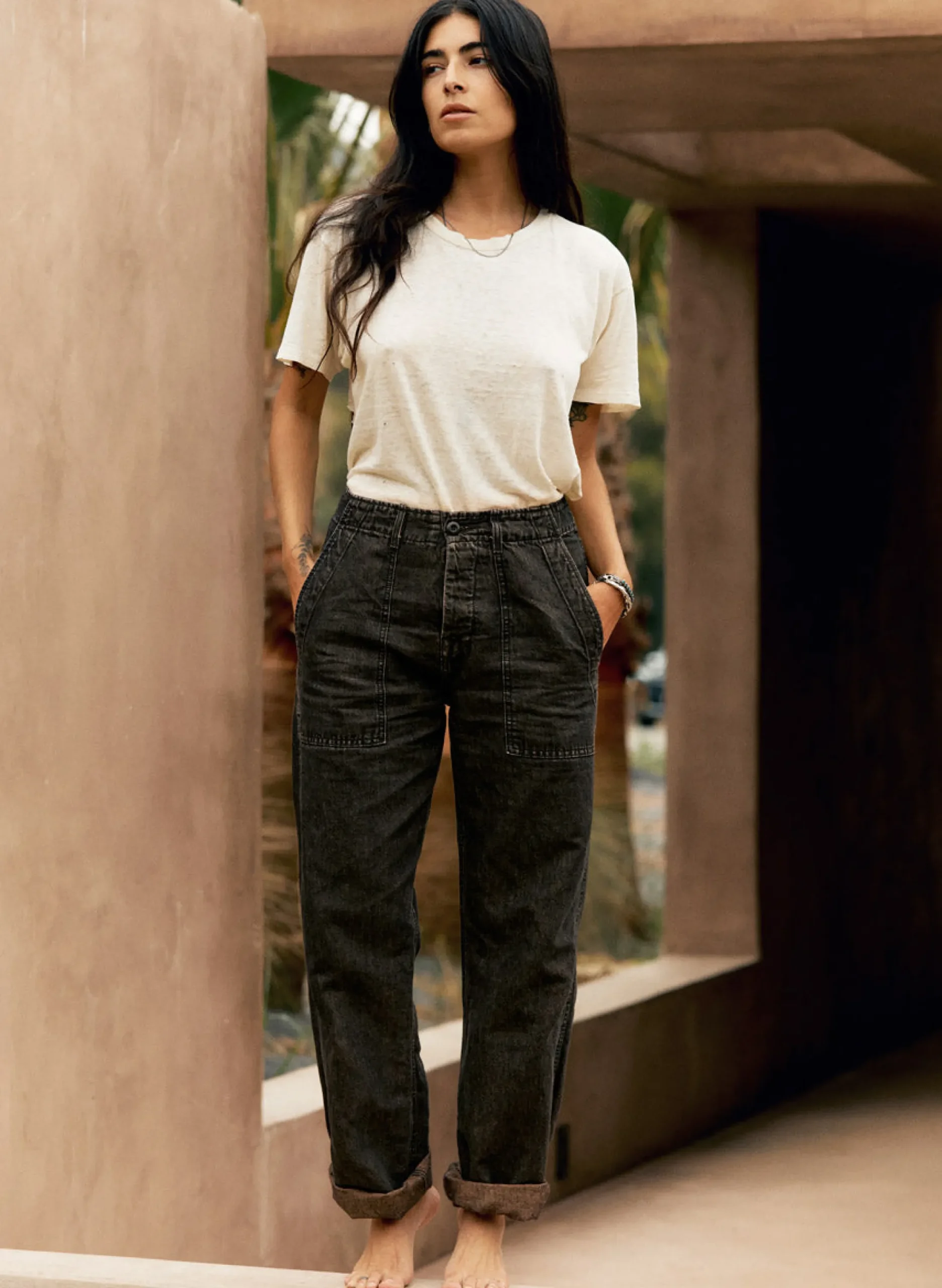 imogene + willie Blake Military Trouser In Washed Black|Women Pants & Shorts