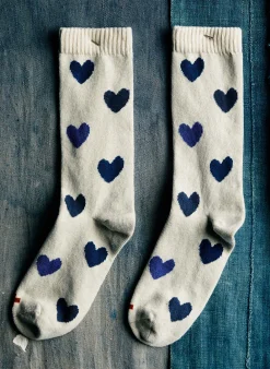 imogene + willie Blue Heart Sock In Natural|Women Accessories|Accessories