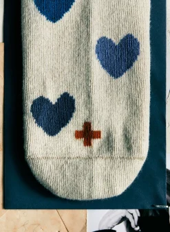 imogene + willie Blue Heart Sock In Natural|Women Accessories|Accessories