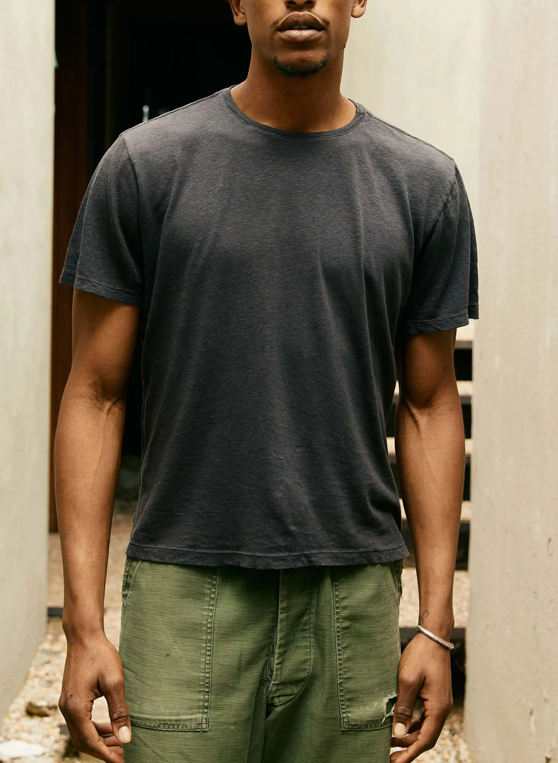 imogene + willie Cotton Hemp Crew In Faded Black| T-Shirts