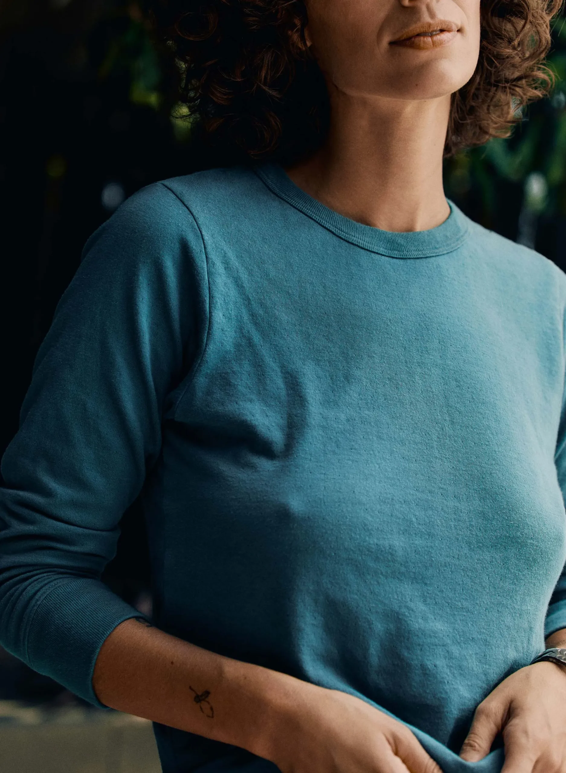 imogene + willie Double Knit Thermal Crew In Teal|Women Tees + Tanks|Knits & Sweaters