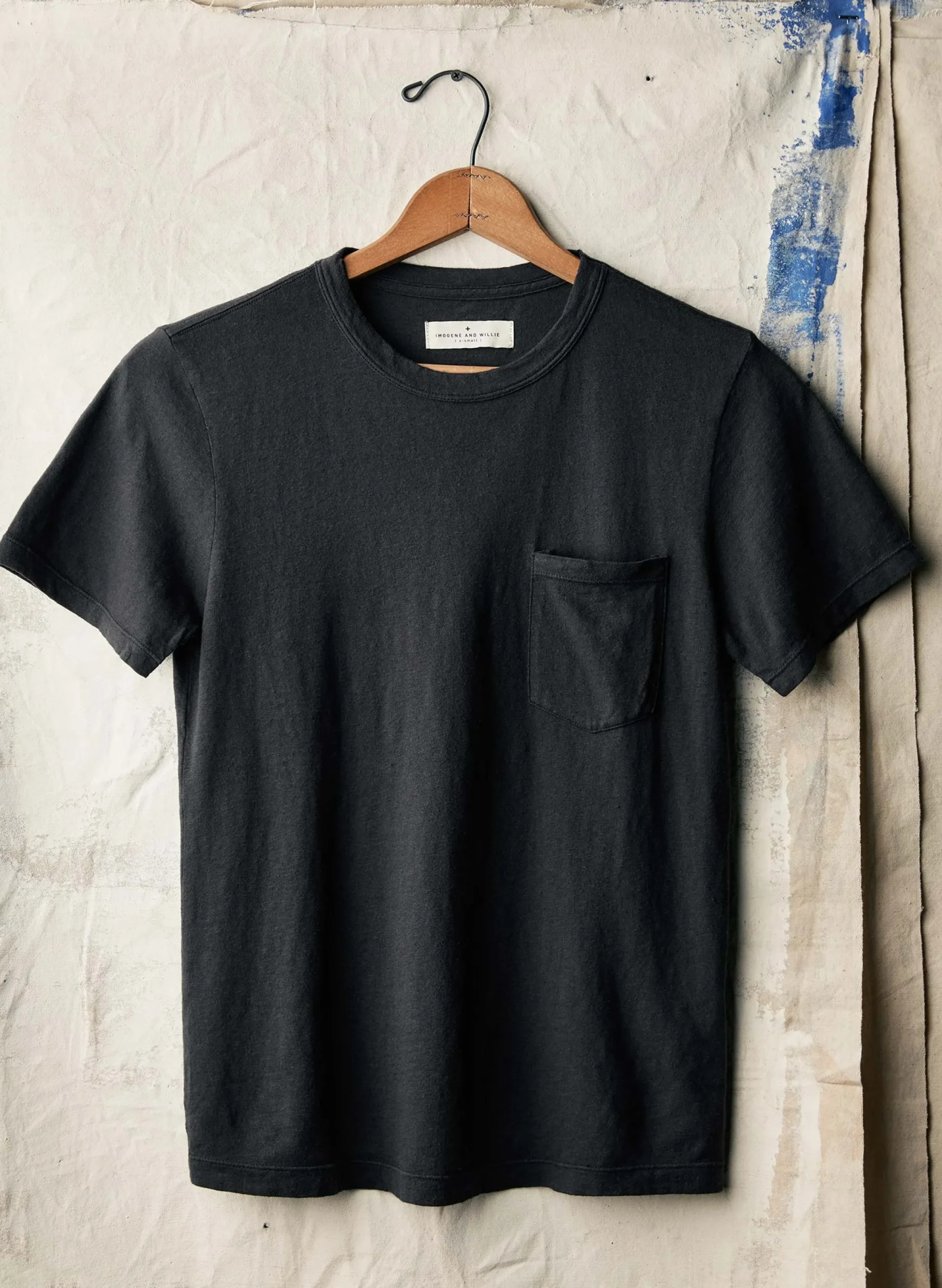 imogene + willie Faded Black Knit Pocket Tee| T-Shirts