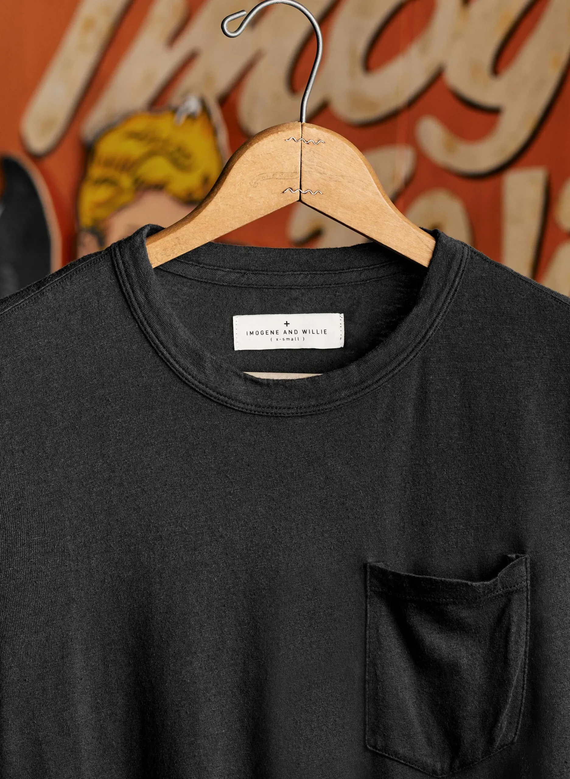 imogene + willie Faded Black Knit Pocket Tee| T-Shirts