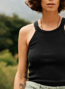 imogene + willie Faded Black Ribbed Racerback Tank|Women Tees + Tanks