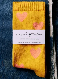 imogene + willie Heart Sock In Gold|Women Accessories|Accessories