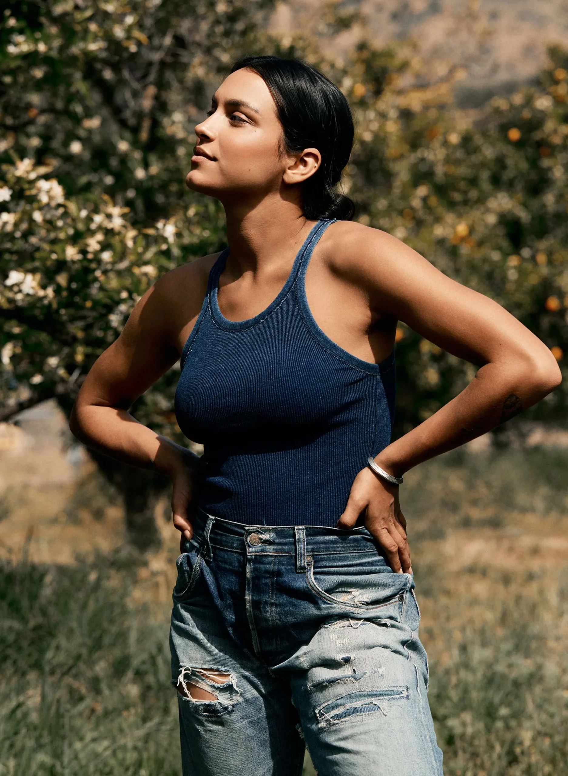 imogene + willie Indigo Ribbed Racerback Tank|Women Tees + Tanks