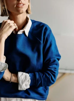 imogene + willie Lana Raglan Sweatshirt In Klein Blue|Women Knits & Sweaters