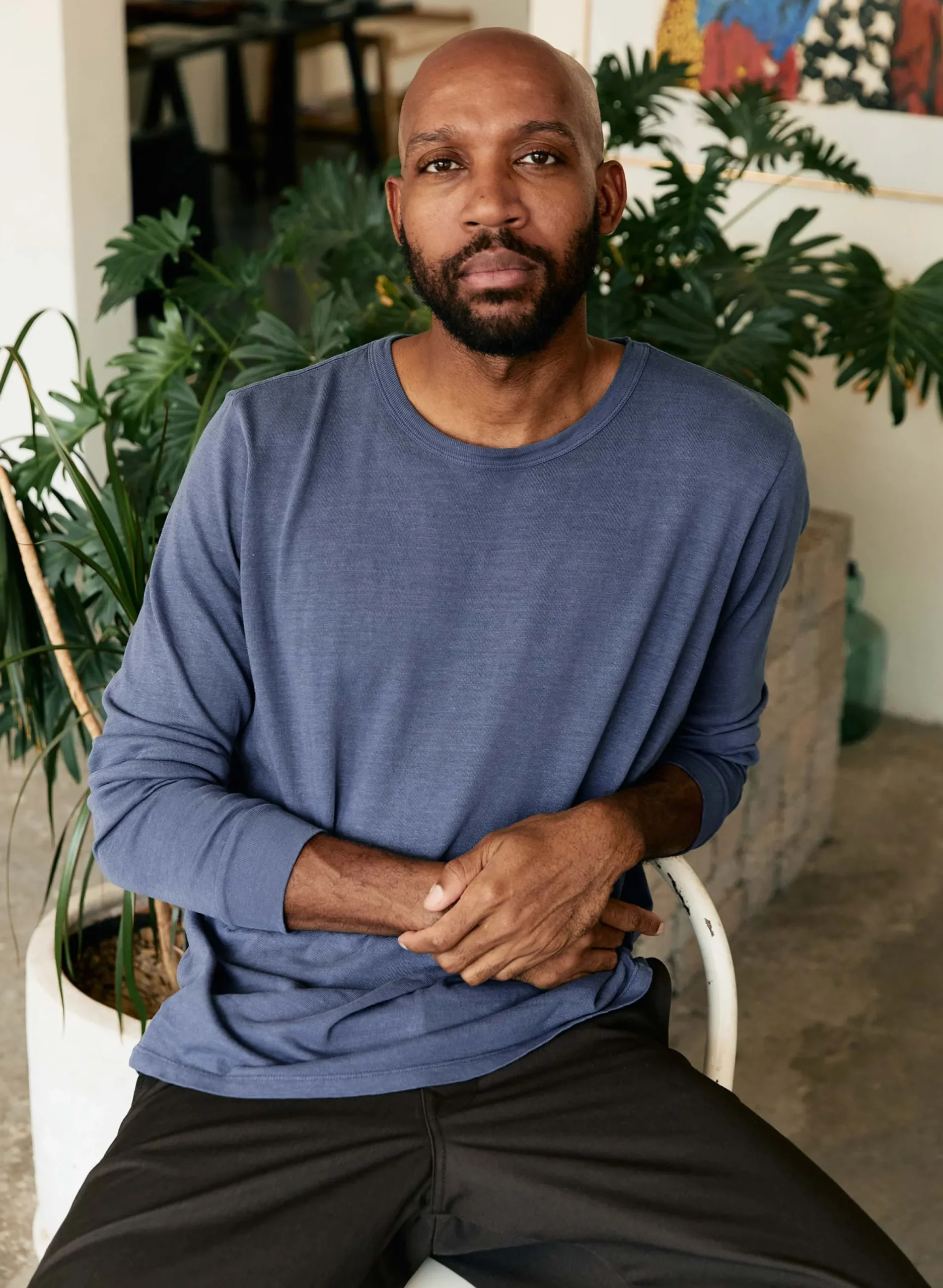 imogene + willie Long Sleeve Faded Steel Crew| T-Shirts