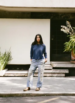 imogene + willie Long Sleeve Raglan In Faded Navy|Women Tees + Tanks|Knits & Sweaters