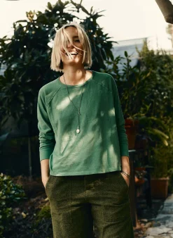 imogene + willie Long Sleeve Raglan In Spruce|Women Tees + Tanks|Knits & Sweaters