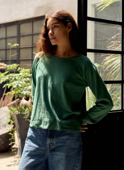imogene + willie Long Sleeve Raglan In Spruce|Women Tees + Tanks|Knits & Sweaters