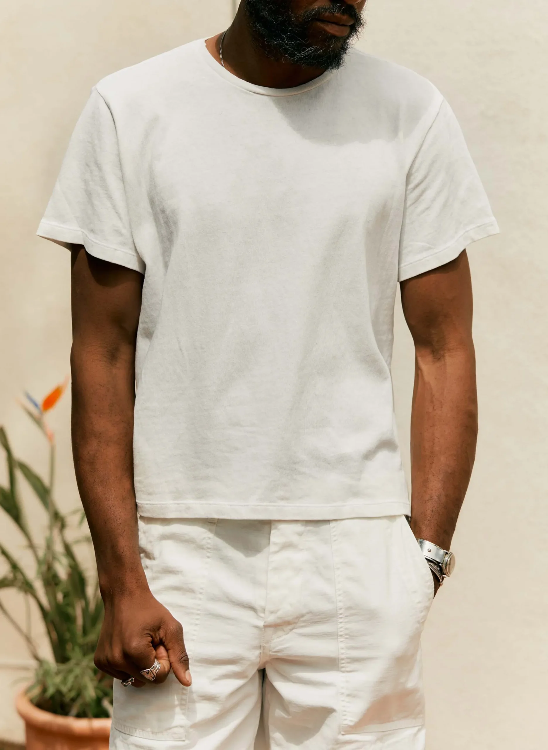 imogene + willie Novel Knit White Crew| T-Shirts