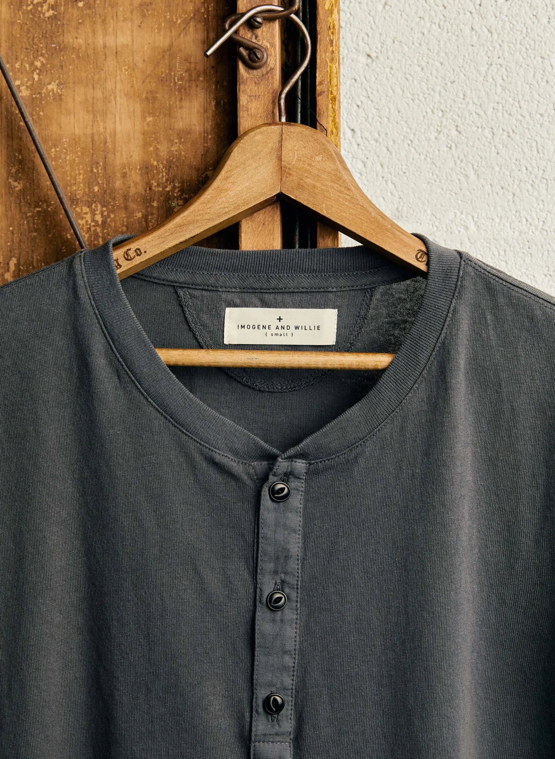 imogene + willie S/s Henley In Faded Black| Knits & Sweaters