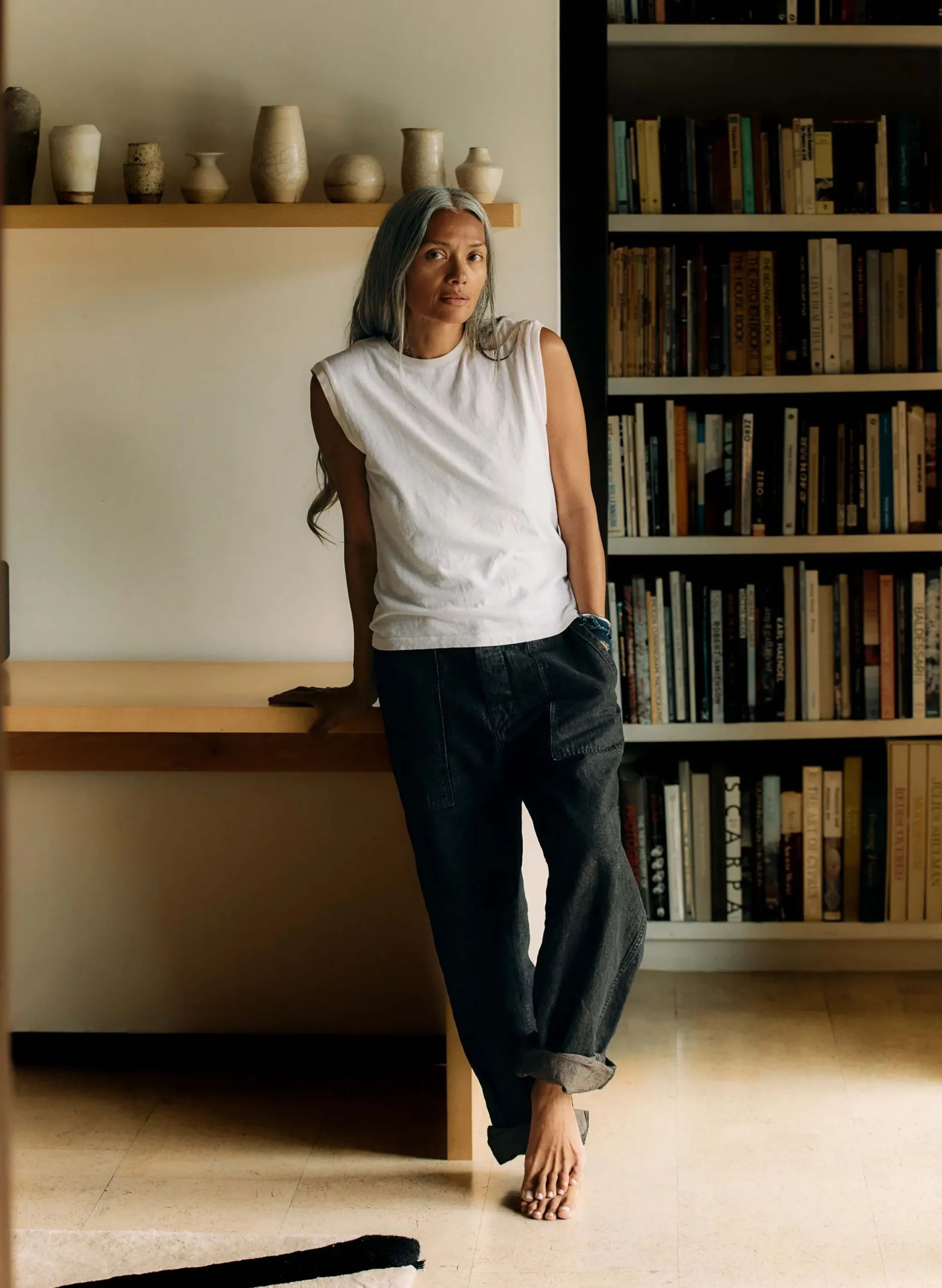 imogene + willie The Cotton Muscle Tee In Vintage White|Women Tees + Tanks