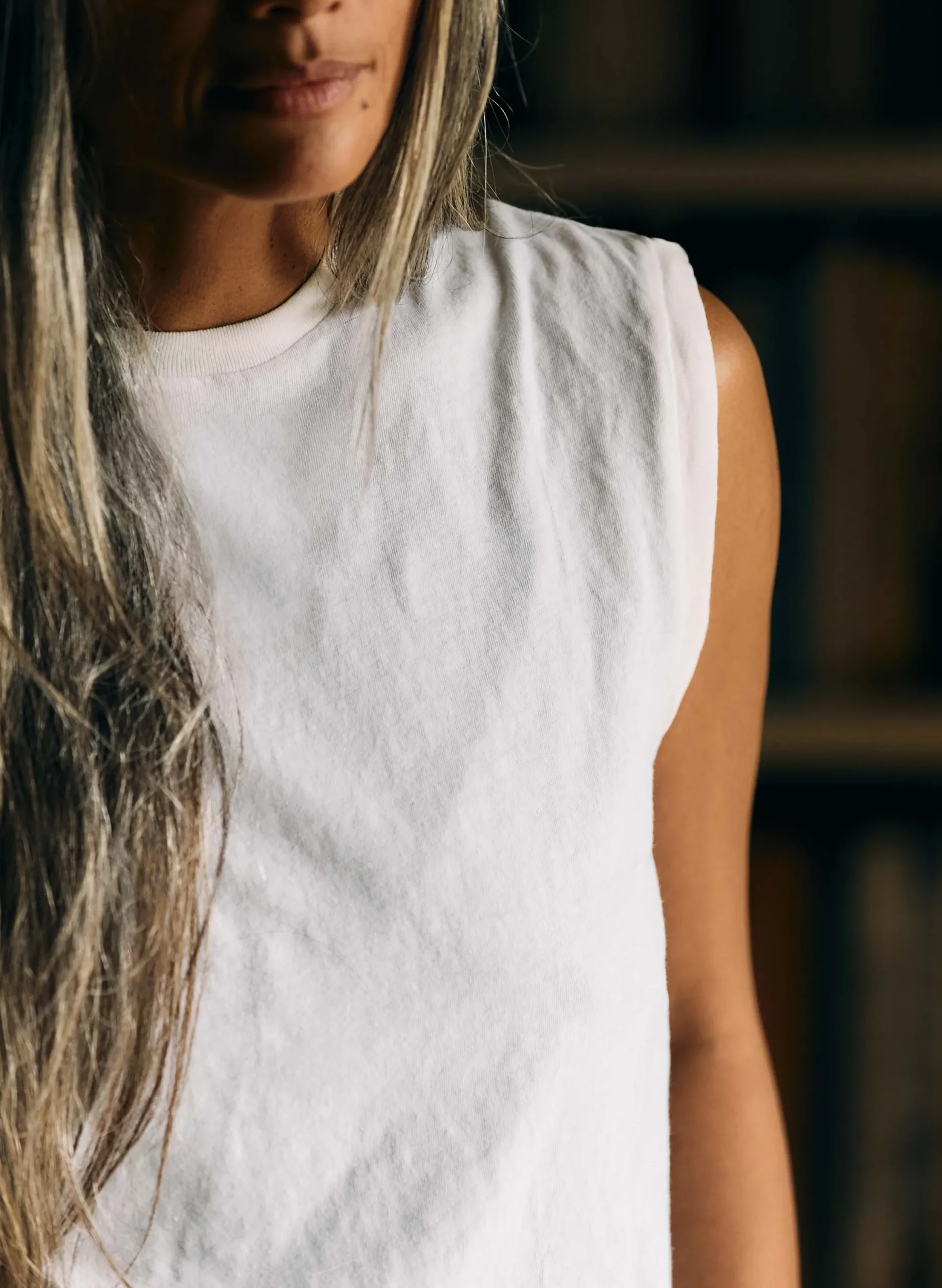 imogene + willie The Cotton Muscle Tee In Vintage White|Women Tees + Tanks