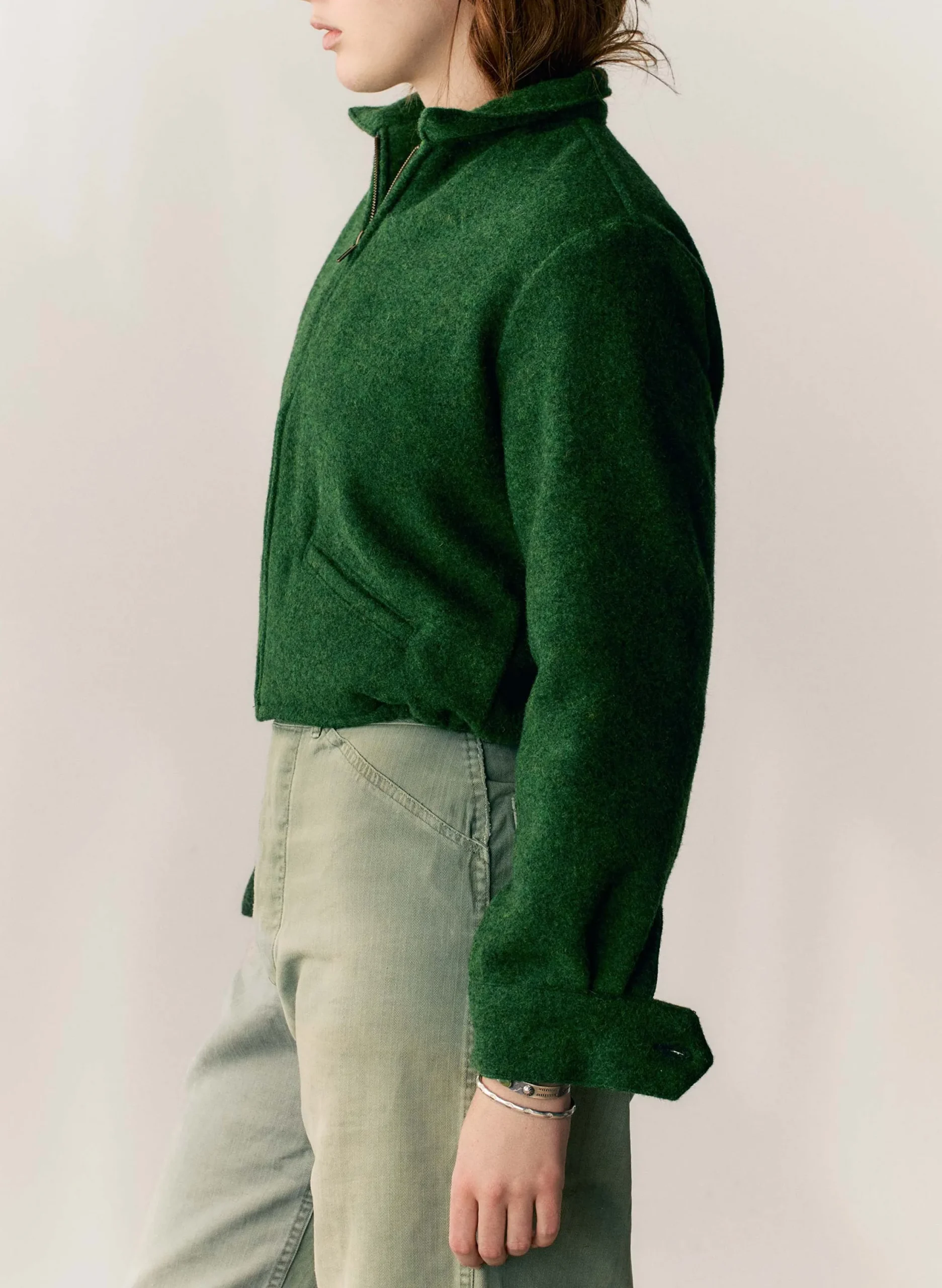 imogene + willie The Cropped Wool Souvenir Jacket In Fern|Women Jackets