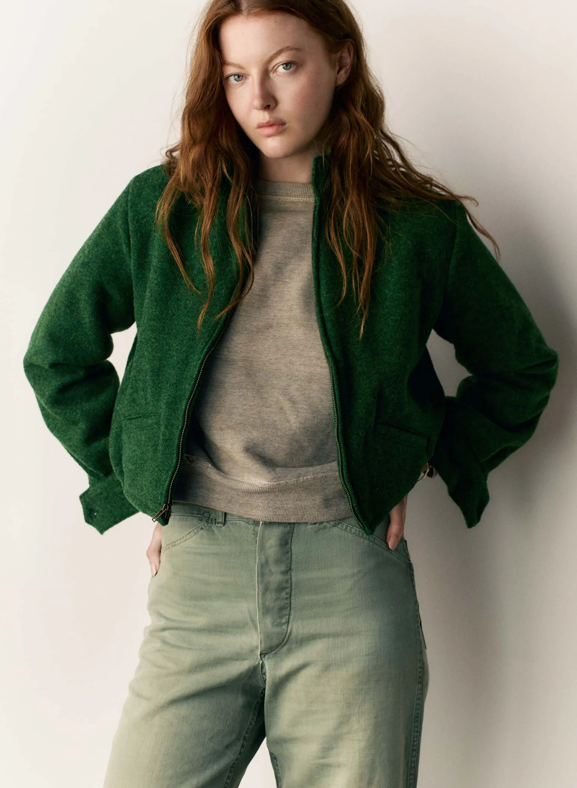 imogene + willie The Cropped Wool Souvenir Jacket In Fern|Women Jackets