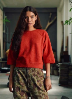 imogene + willie The Cut Sleeve Sweatshirt In Poppy|Women Knits & Sweaters
