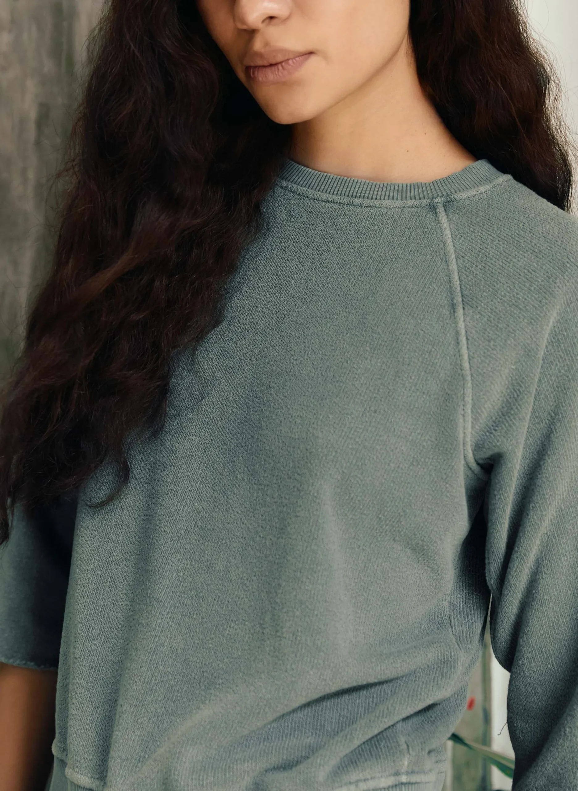 imogene + willie The Cut Sleeve Sweatshirt In Sage|Women Knits & Sweaters
