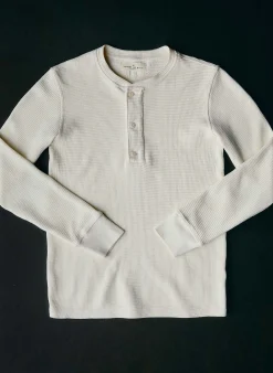 imogene + willie The Knit Waffle Henley In Vintage White| Knits & Sweaters