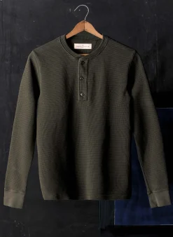 imogene + willie The Knit Waffle Henley In Forest| Knits & Sweaters