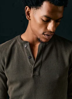 imogene + willie The Knit Waffle Henley In Forest| Knits & Sweaters