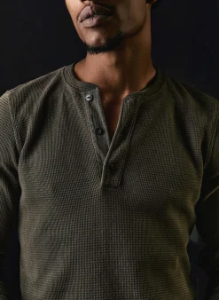 imogene + willie The Knit Waffle Henley In Forest| Knits & Sweaters