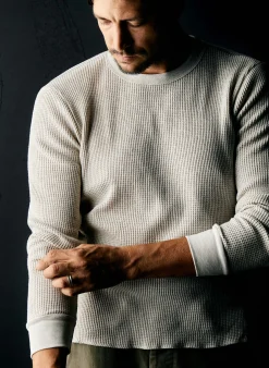 imogene + willie The Long Sleeve Thermal Crew In Ash| Knits & Sweaters