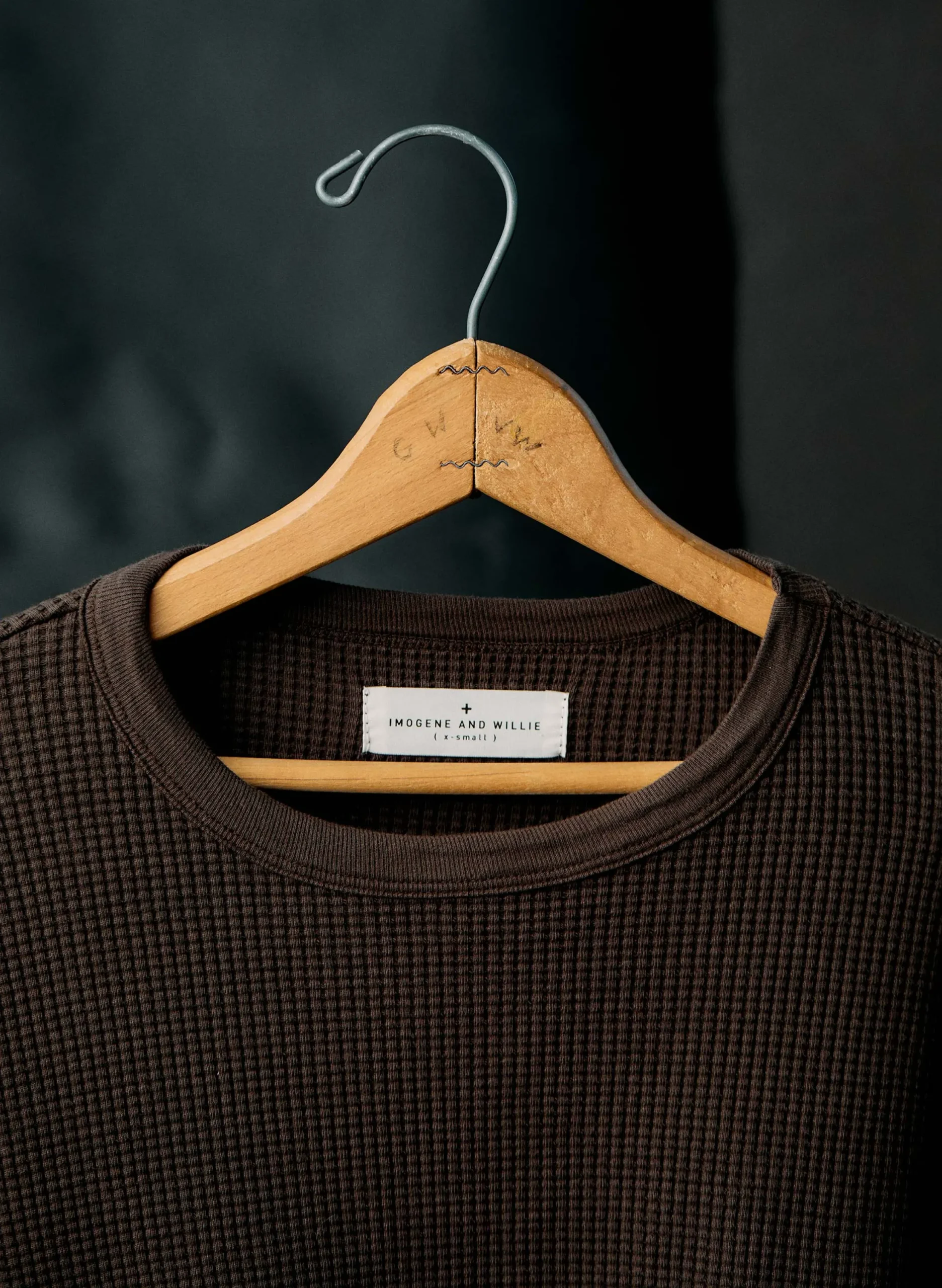 imogene + willie The Long Sleeve Thermal Crew In Brown| Knits & Sweaters