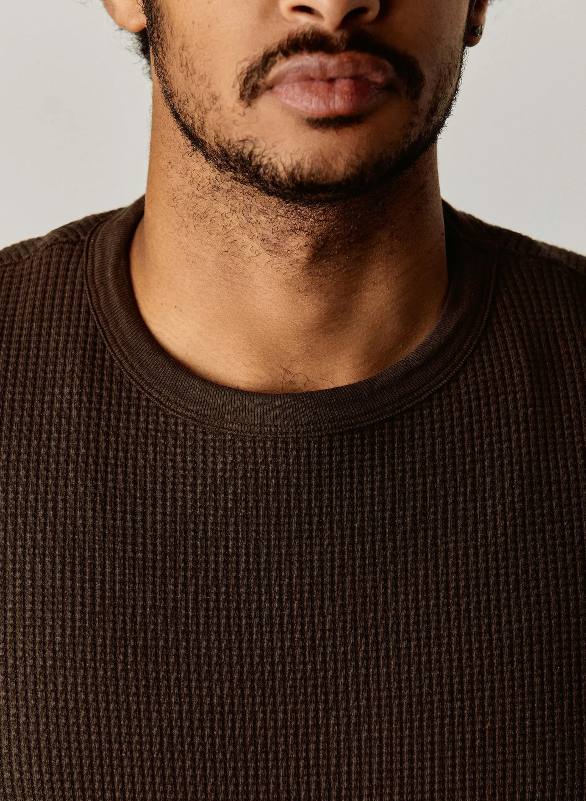 imogene + willie The Long Sleeve Thermal Crew In Brown| Knits & Sweaters