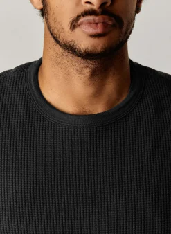 imogene + willie The Long Sleeve Thermal Crew In Faded Black| Knits & Sweaters