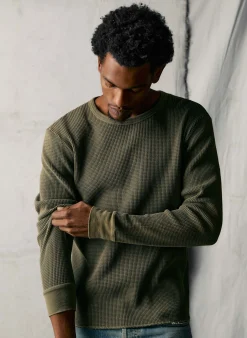 imogene + willie The Long Sleeve Thermal Crew In Olive| Knits & Sweaters