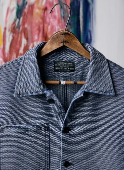 imogene + willie The Painters Coat In Indigo Cream Sashiko|Women Jackets