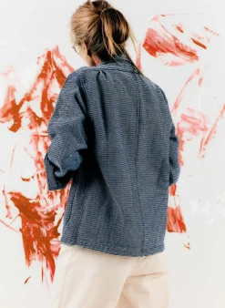 imogene + willie The Painters Coat In Indigo Cream Sashiko|Women Jackets