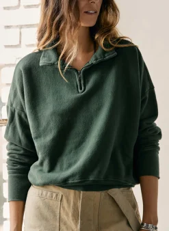imogene + willie The Quarter Zip Forest Green Pullover|Women Knits & Sweaters|Jackets