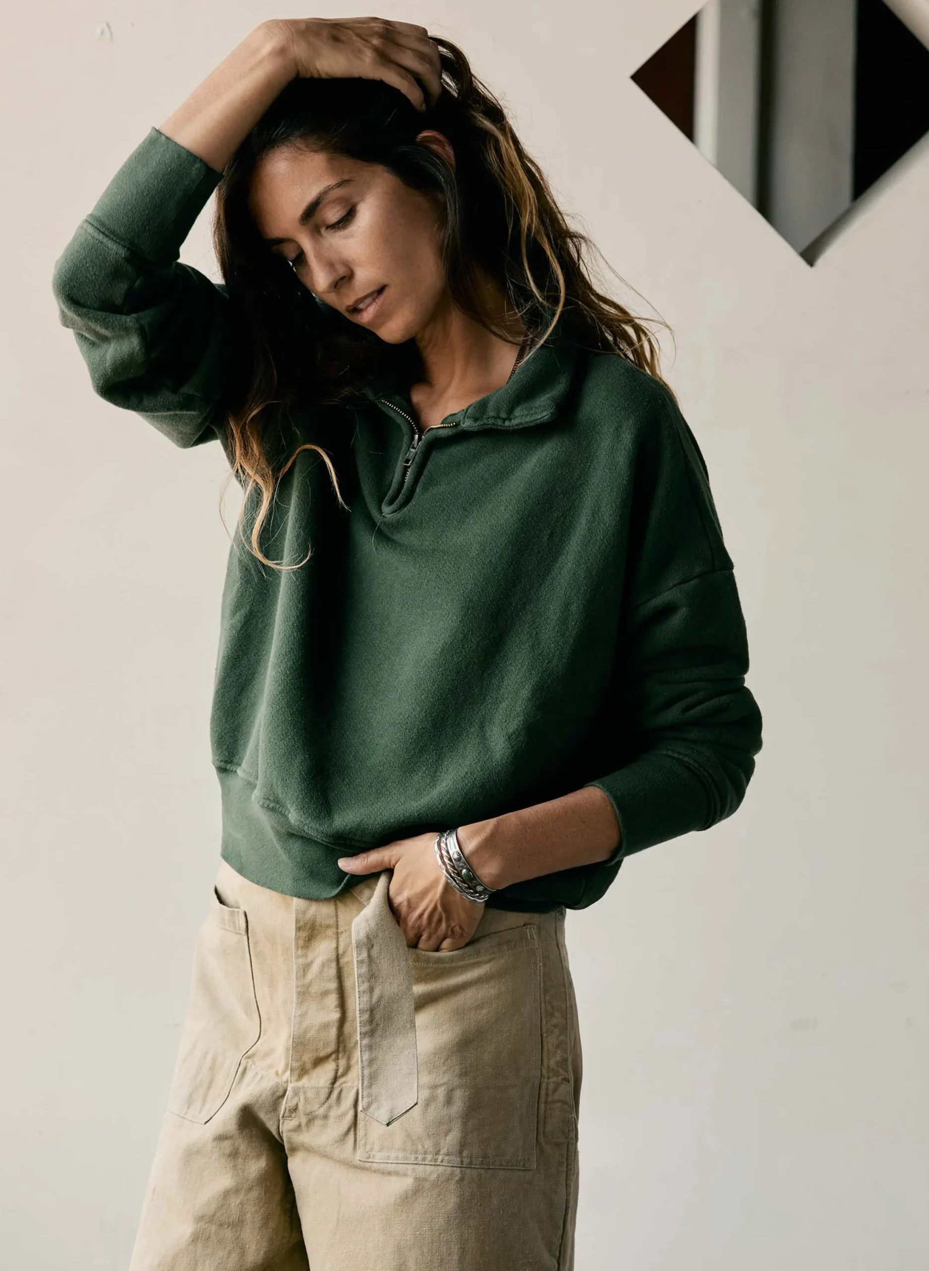 imogene + willie The Quarter Zip Forest Green Pullover|Women Knits & Sweaters|Jackets