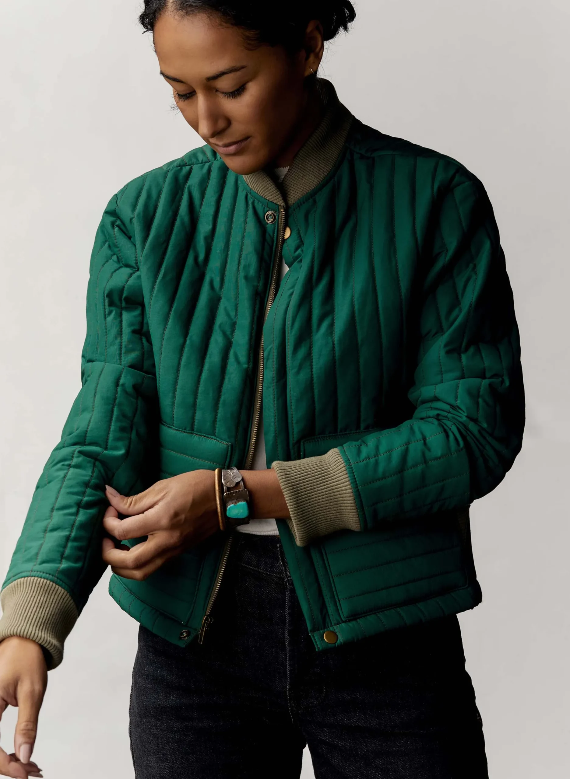 imogene + willie The Quilted Liner In Green|Women Jackets