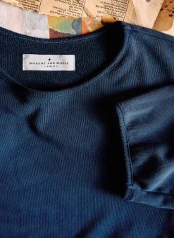 imogene + willie The S/s Ringer Sweatshirt In Navy|Women Knits & Sweaters