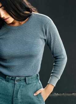 imogene + willie The Sunfaded Indigo Waffle Thermal|Women Knits & Sweaters