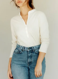 imogene + willie The Vintage Henley In White|Women Knits & Sweaters