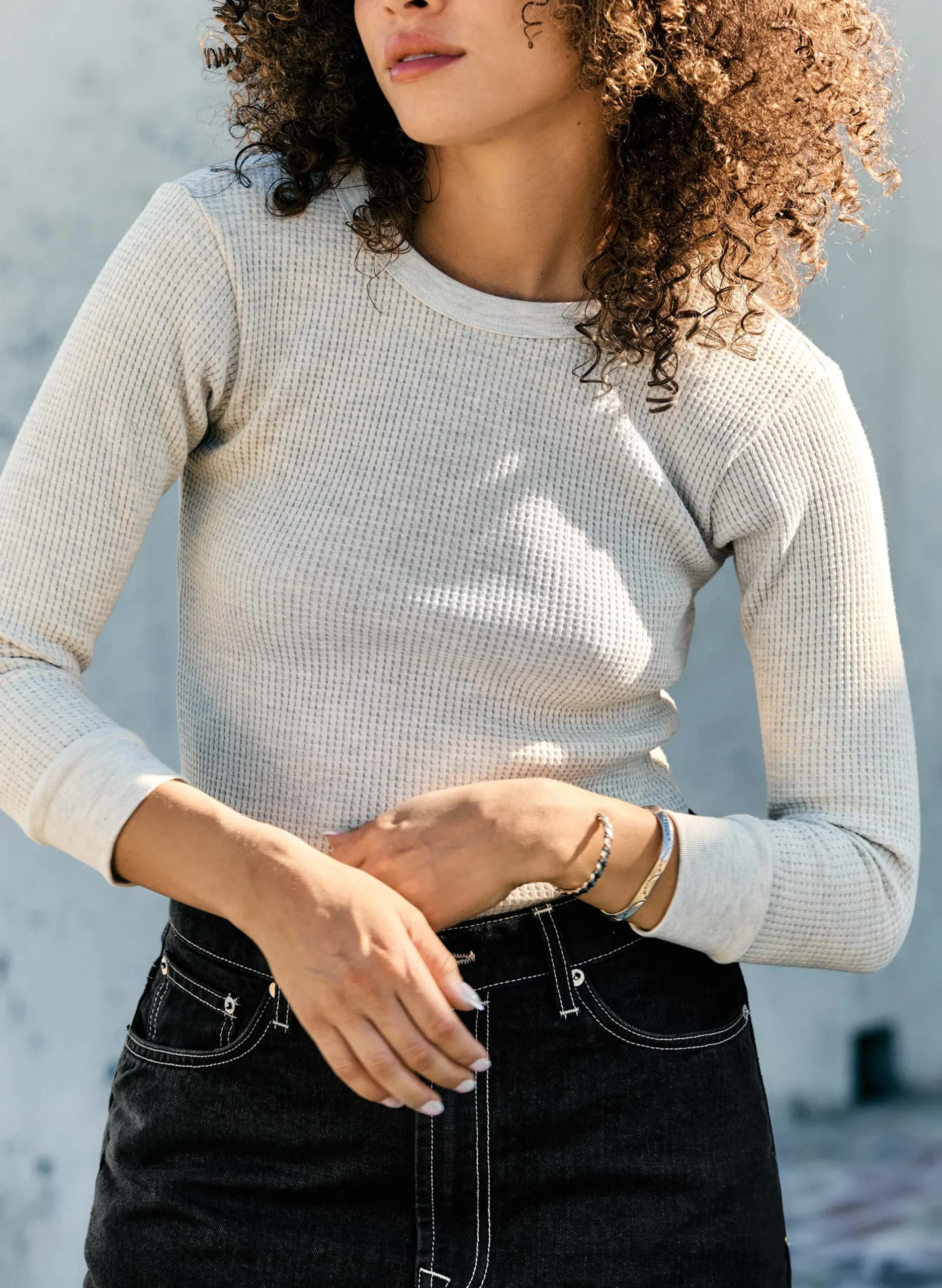 imogene + willie The Waffle Thermal Crew In Ash|Women Knits & Sweaters