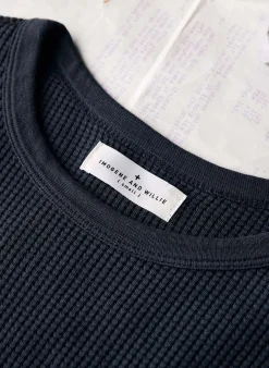 imogene + willie The Waffle Thermal Crew In Faded Black|Women Knits & Sweaters