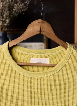 imogene + willie The Waffle Thermal Crew In Faded Yellow|Women Knits & Sweaters