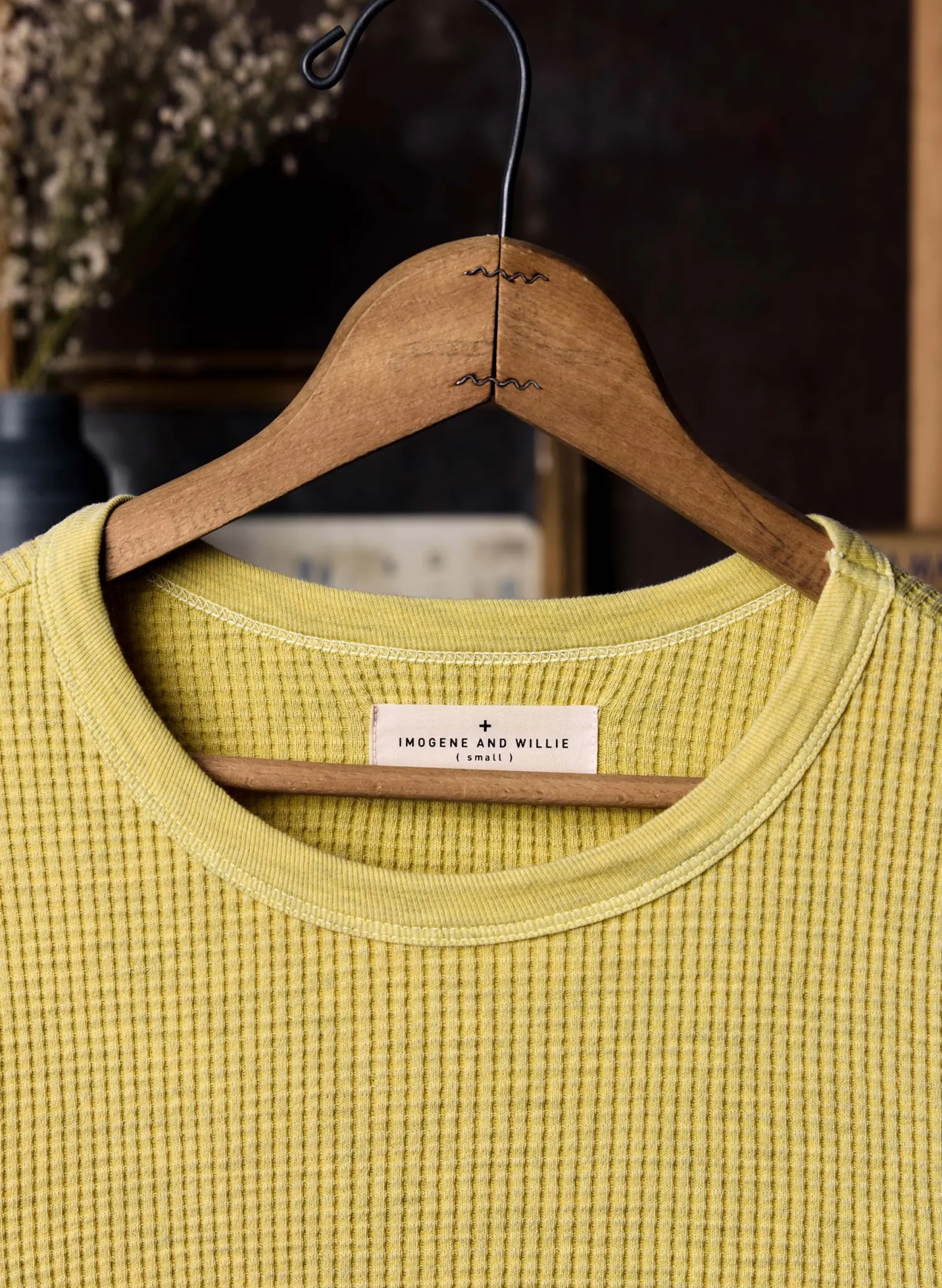 imogene + willie The Waffle Thermal Crew In Faded Yellow|Women Knits & Sweaters